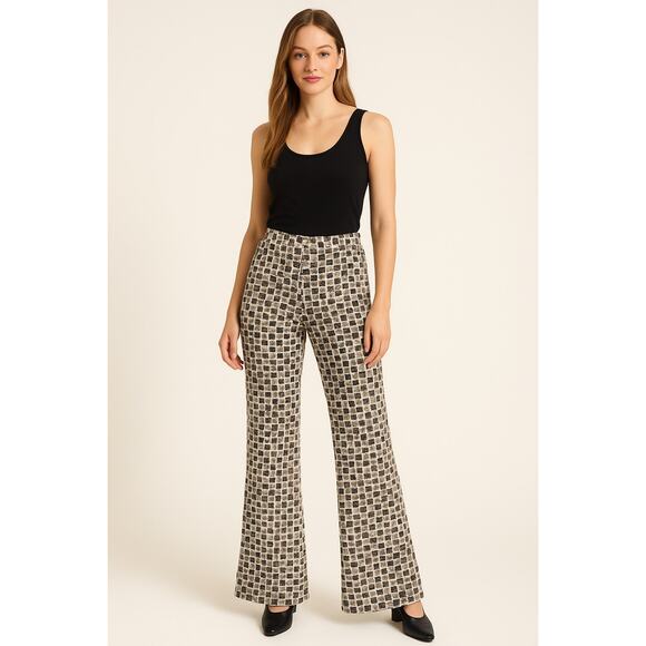 Snoskins Pants - Snoskins Double Knit Jacquard Abstract Print Pull On Pants - Size Small